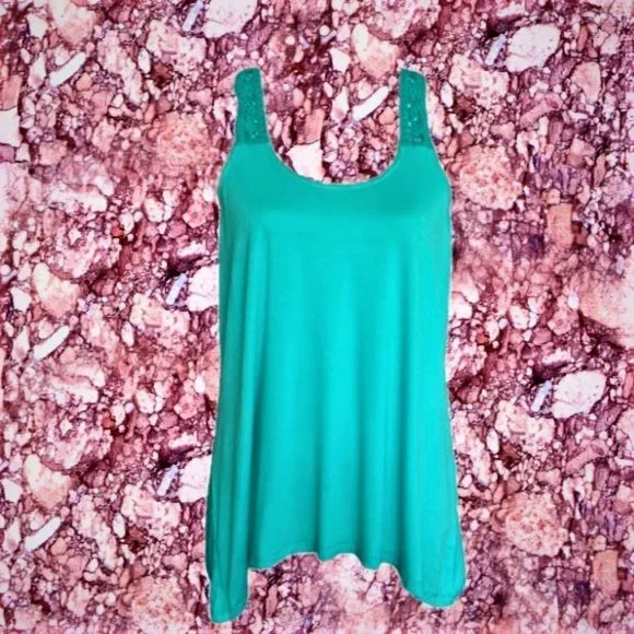 NWT - Moon & Sky Crocheted Tank Top (Teal) - Size Large - Picture 4 of 11